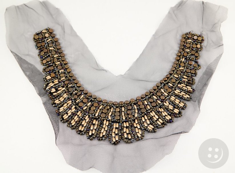 Decorative collar with gold beads - dimensions 30 cm x 18 cm