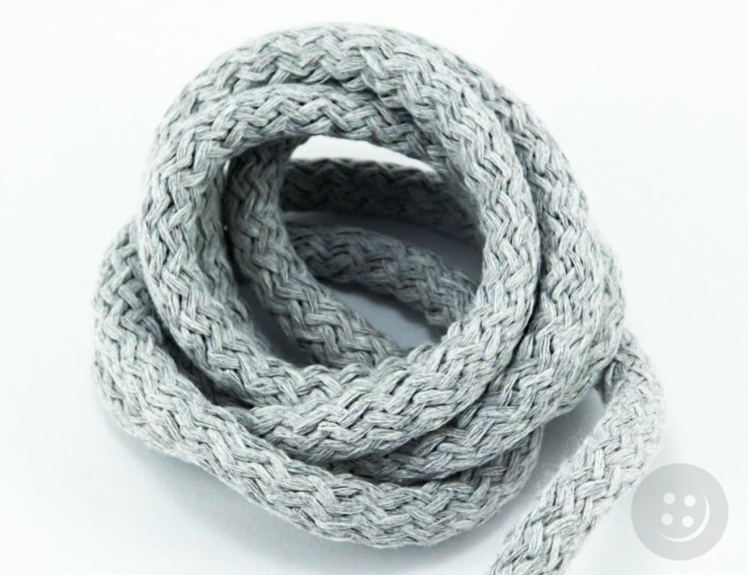 Bavlněná oděvní šňůra - světle šedá - průměr 0,9 cm
