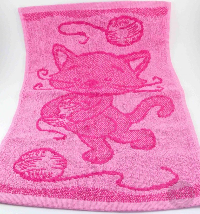 Dětský ručník růžový – kočička