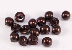 Pearl button with bottom stitching - brown - diameter 1.1 cm