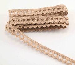 Bavlnená paličkovaná čipka - s oblúčikmi - tmavá béžová - šírka 1 cm
