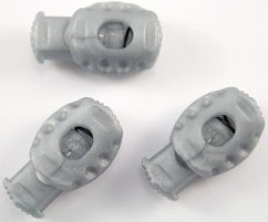 Plastová guľatá brzdička - strieborná - priemer prievlaku 0,7 cm