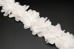 Elastische Blumenborte - weiße Blumen - Breite 5 cm