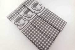 Set of tea towels 3 pieces - cups - gray - size 50 cm x 70 cm