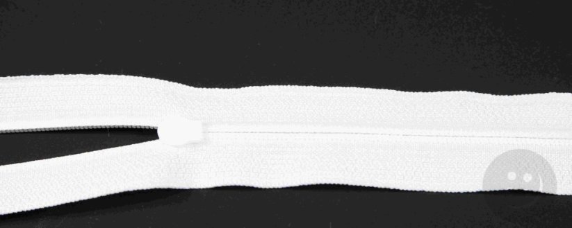 Nekonečný spirálový zip v metráži - bílá - šíře zubů 3 mm, bez jezdce