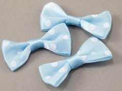 Satinschleife 2 cm x 4 cm - hellblau mit Tupfen