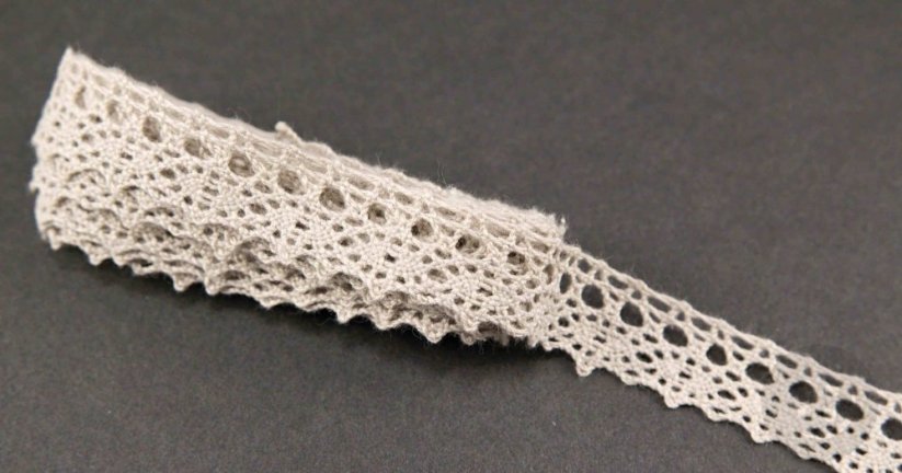 Bavlněná paličkovaná krajka - béžová - šířka 1,8 cm