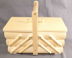 Extra big set of sewing supplies in a natural wooden box