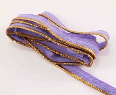 Cotton bias insertion piping - gold/purple - width 1 cm