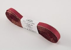 Taftové stuhy so zlatým okrajom - vínová, zlatá - šírka 0,9 cm - 4 cm