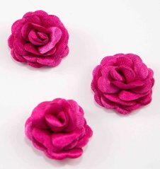 Satinblume zum Annähen - dunkelpink - Durchmesser 3 cm