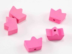 Dřevěný korálek na dudlík - korunka - růžová - rozměr 1,5 cm x 1,1 cm