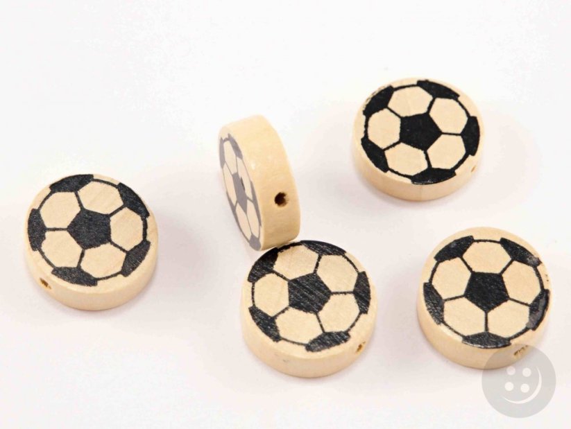Schnullerkette aus Holz - Fußball - helles Holz, schwarz - Durchmesser 1,9 cm