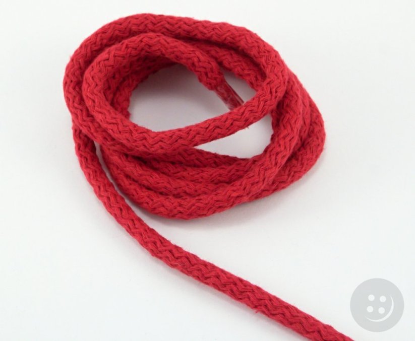 Bavlnená odevná šnúra - červená - priemer 0,8 cm