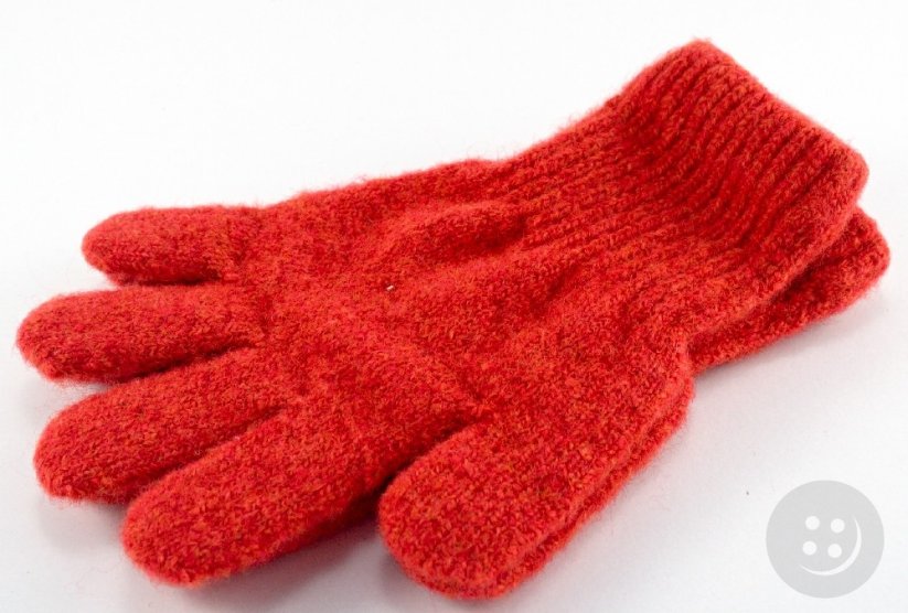 Knitted children's gloves - red - length 18 cm