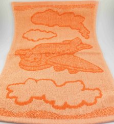 Baby orange towel - airplane
