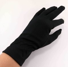 Women's gloves with decorative soles - slightly insulated - black - size 24.5 x 8.5 cm