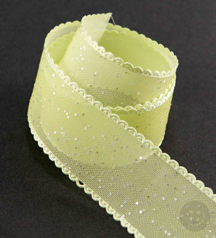 Spring decorative ribbon with satin edge - green - width 3.8 cm