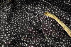 Cotton fabric - white flowers on black background - width 160 cm