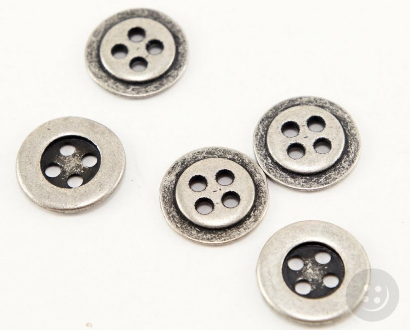 Metal button - matt silver - diameter 1,4 cm