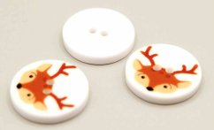 Children's button - deer - brown - diameter 1.5 cm