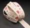 Cotton ribbon with hearts and four-leaf clovers - red, cream, brown - width 1.5 cm