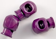 Plastic round cord lock - purple, burgundy - pulling hole diameter 0.4 cm