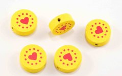 Wooden pacifier bead - heart - yellow - dimensions 1,8 cm x 0,7 cm