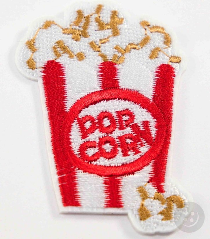 Iron-on patch - popcorn - dimensions 6 cm x 4 cm