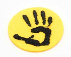 Iron-on patch - hand decal - yellow - diameter 2.7 cm