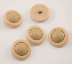 Button with bottom stitching - beige - diameter 2.7 cm