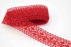 Geklöppelte Spitze - Einsatz - rot - Breite 2,5 cm