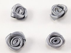 Našívací saténová kytička - šedá - průměr 1,5 cm