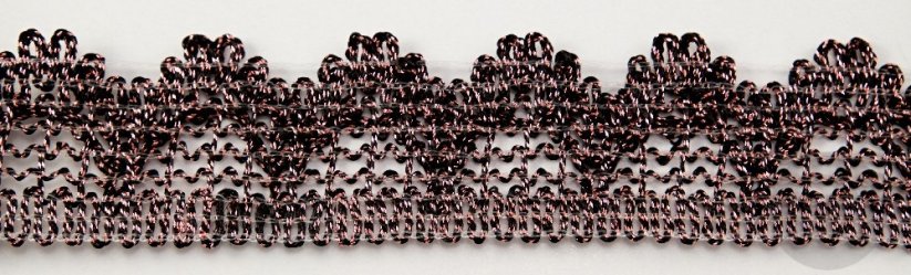 Metallic gimp braid trim - black, antique copper - width 2,5 cm