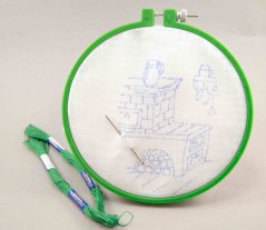 Detská predloha na vyšívanie s plastovým rámčekom - pec - priemer 15 cm