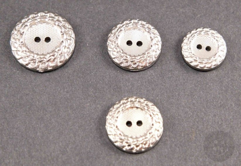 Silver button with a wreath - silver - diameter 2,2 cm