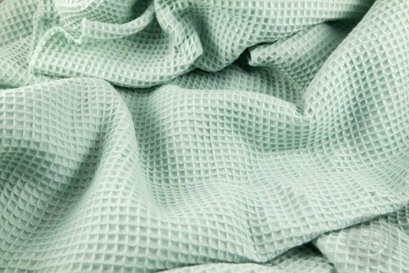Cotton waffle honeycomb fabric - menthol - width 150 cm