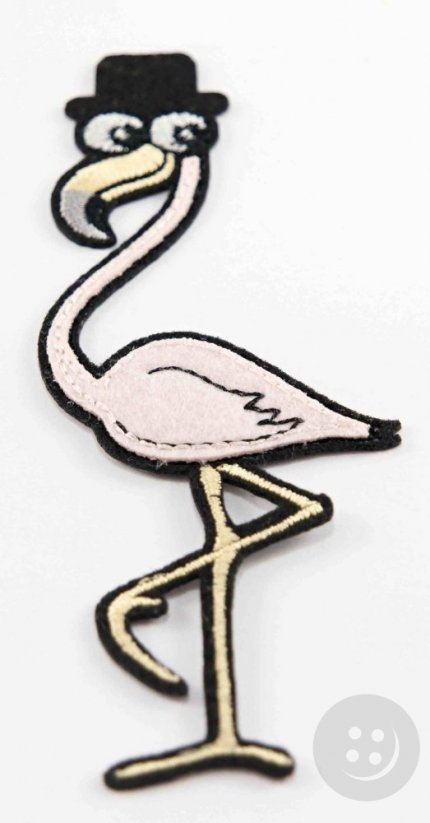 Iron-on patch - light pink flamingo - size 10.2 cm x 3.5 cm