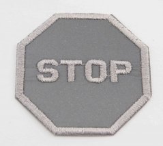 Nažehlovací záplata - STOP - rozměr 6 cm x 6 cm - reflexní
