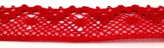 Bavlněná paličkovaná krajka - červená - šířka 4 cm