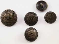 Luxuriöser Metallknopf mit Prägung - Spitzenmuster - matt - altmessing - Durchmesser 2 cm