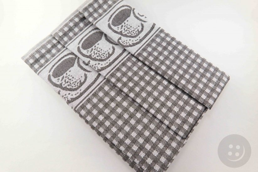 Set of tea towels 3 pieces - cups - gray - size 50 cm x 70 cm