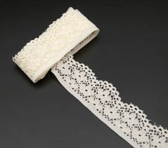 Elastische Spitze - vanillefarben - Breite 2,5 cm