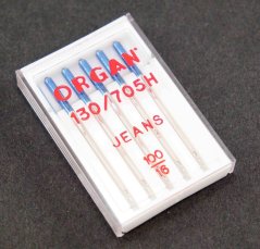 Jehly do šicích strojů ORGAN Jeans - 5 ks - velikost 100/16