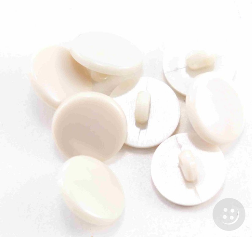 Shank button - shiny light ecru - diameter 1.2 cm