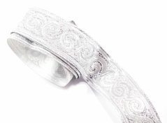 Silver braid with silver waves - silver - width 3,3 cm