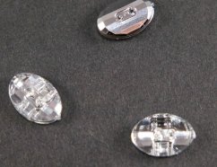 Luxusní krystalový knoflík - ovál špičatý - světlý krystal - rozměr 1,4 cm x 1 cm