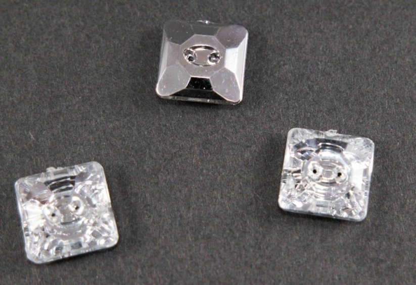 Luxusní krystalový knoflík - čtverec - světlý krystal - rozměr 1,1 cm x 1,1 cm
