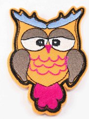 Iron-on patch - owl - size 8 cm x 5 cm - orange