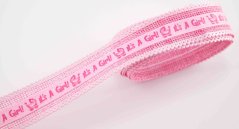 Vzorkovaná stuha - its a girl - ružová - šírka 2,5 cm
